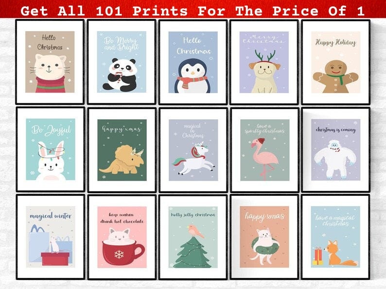Cute Christmas Animals Creatures Printable Wall Art, Penguin Fox Bear Rabbit Reindeer Owl Squirrel Cat Pig Cow Monkey Elephant Zebra Unicorn - Etsy cute-christmas-animals-creatures-printable-wall-art-penguin-fox-bear-rabbit-reindeer-owl-squirrel-cat-pig-cow-monkey-elephant-zebra-unicorn-etsy