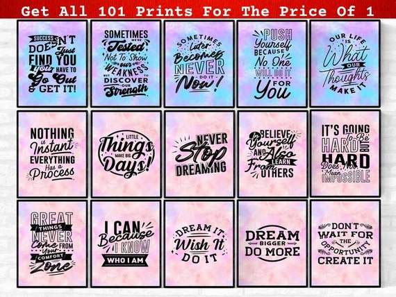 Motivational Quotes Wall Art Inspirational Signs Printable | Etsy