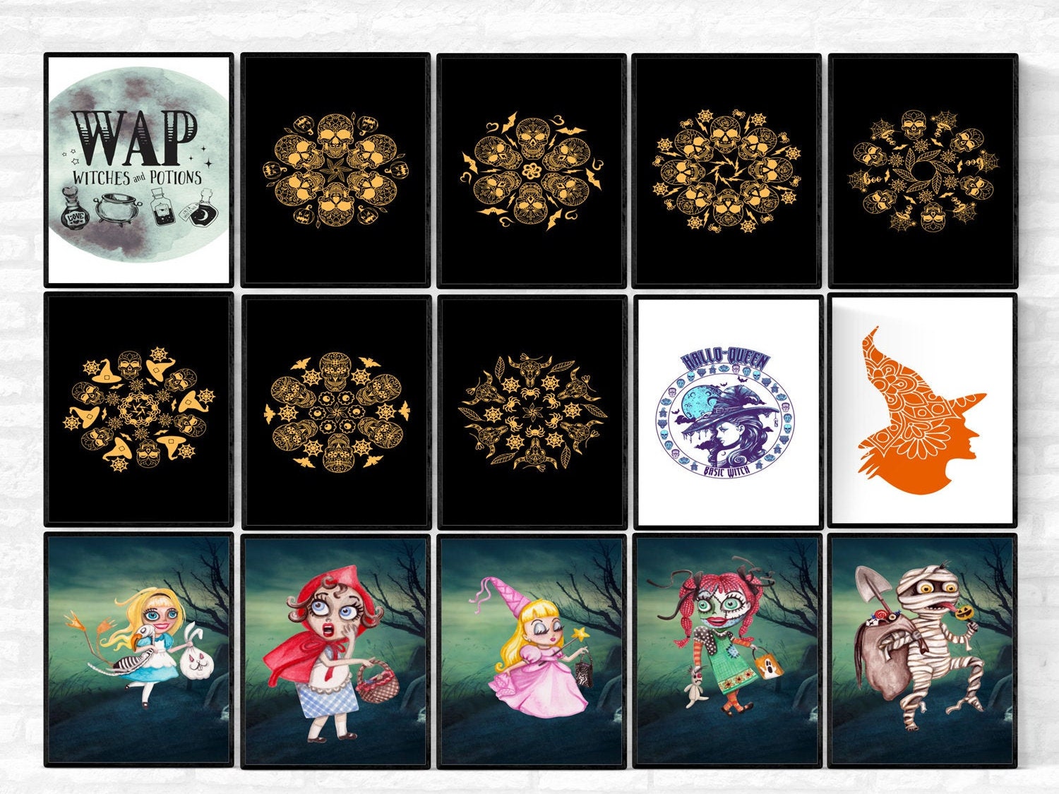 Halloween Wall Art Printable Bundle Collection Halloween Wall Decor ...
