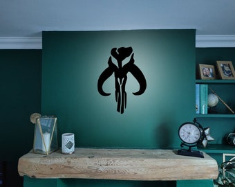 Mandalorian Metal kunst aan de muur, Mandalorian Light, Mando Wall art, Mandalorian decor, Star Wars Light, Mythosaur Metal teken.