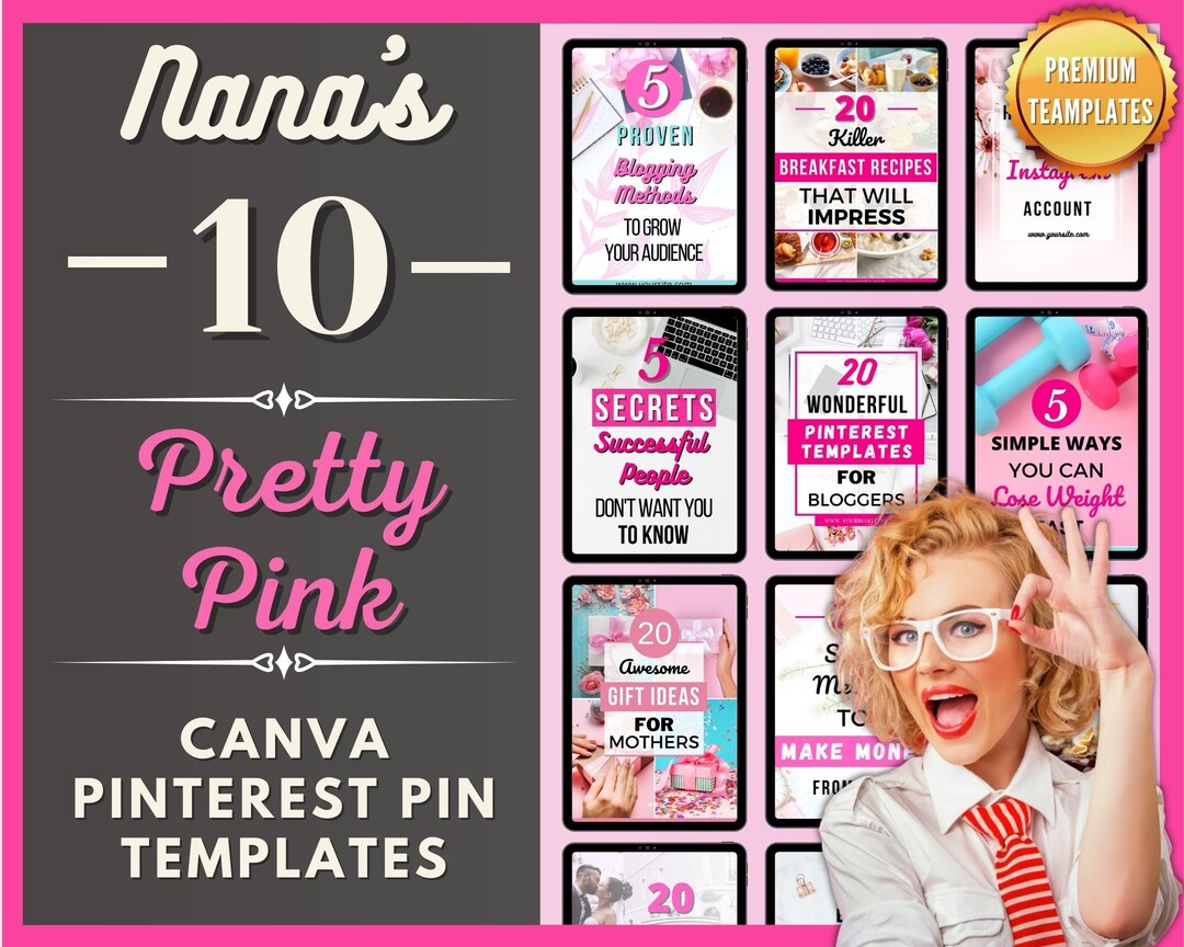 Las 10 plantillas de pines de Pinterest de Canva de color rosa bonito ...