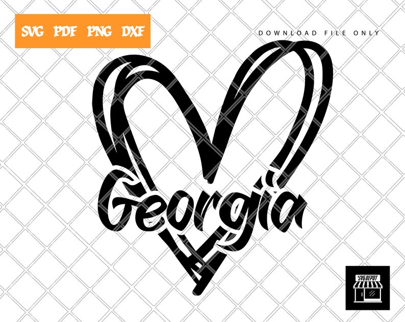 Heart Svg GA Svg State Svg Love Etsy