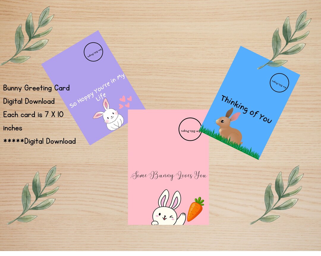 Bunny Rabbit Baby Bunny Greeting Card Printable Digital Download - Etsy