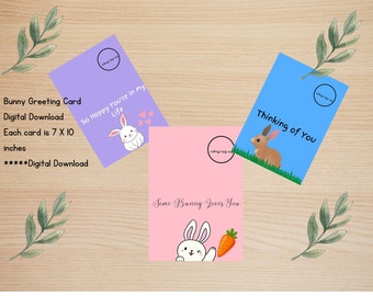 Bunny Rabbit Baby Bunny Greeting Card Printable Digital Download