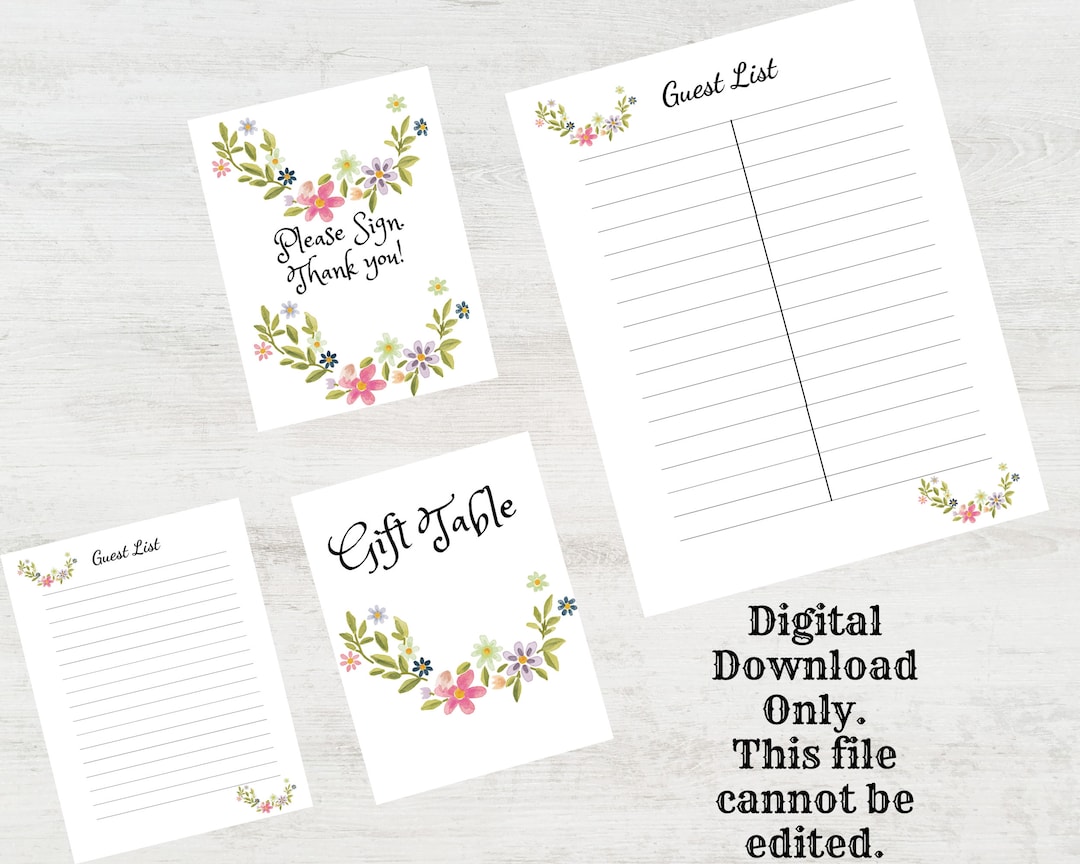 Wedding Guest Sign in Sheet, Baby Shower Guest Sign in Sheet, Gift