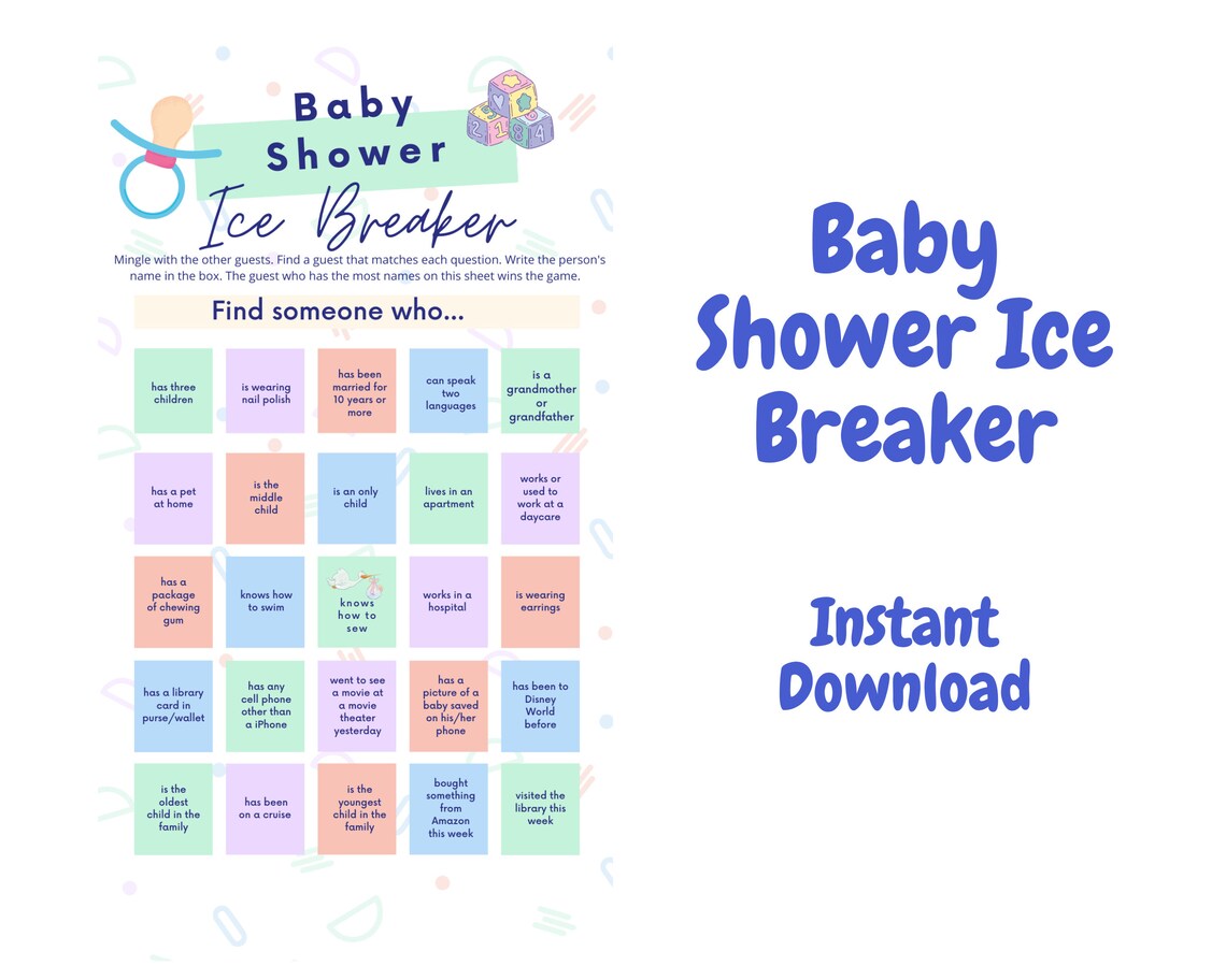 Baby Shower, Baby Shower Ice Breaker, Getting to Know Baby Shower