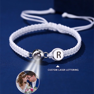 Custom Photo Projection Bracelet Projection Picture Bracelets Handmade Minimalist Memorial Secret Projection Charm Jewelry Gift for Her Him