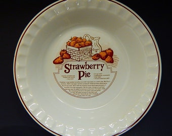 Strawberry Recipe Pie Plate - Large 11" dia.