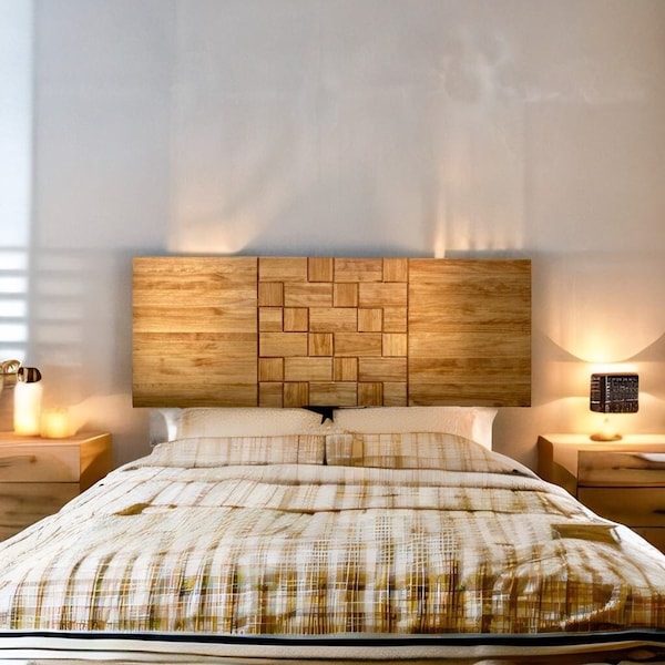 Tête de lit | Hauteur 60 | Hiyori Cubic - Fait main avec du bois massif - Parfait pour la chambre à coucher