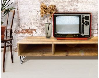 TV-standaard | Media-eenheid | Modern design tv-meubel | Industrieel TV-meubel | Hira - Handgemaakt van massief hout - Perfect voor in de woonkamer