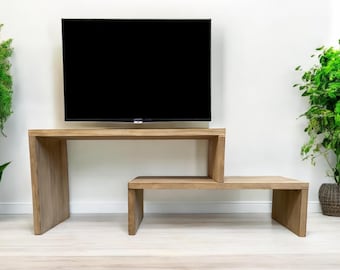 Handgemaakte massief houten tv-standaard: modern mediameubel. EMEKA