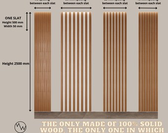 Holzwandplatte, Echtholzplatten, Holzwandverkleidung, Holzleisten, Dekorative Wandgestaltung - Modell Mokusei - 1m2 Massivholz