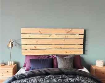 Handcrafted pine wood bed headboard finished in natural, transform your bedroom. Elevate yourself with warmth and style | AinoRaw | Height80