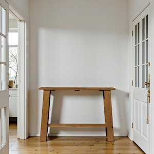 Table console en bois massif faite main : buffet d'entrée rustique. NASU
