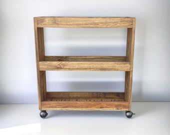 Bookcase with wheels | Bookshelf | Industrial Style Bookshelf | Freestanding Bookshelf | Shelving - Kuju