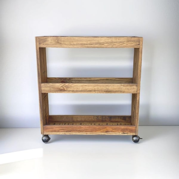 Bookcase with wheels | Bookshelf | Industrial Style Bookshelf | Freestanding Bookshelf | Shelving - Kuju