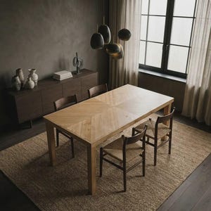 Handgefertigter Fischgrät Esstisch: Massivholz Tisch. HAKKODA
