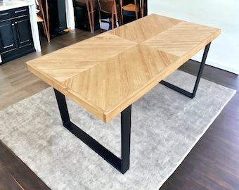 Tavolo da pranzo / Gambe in ferro / Hakkoda - Realizzato a mano in legno massello - Perfetto per il soggiorno e la sala da pranzo