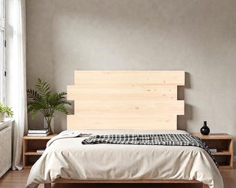 Handmade Solid Wood Headboard. 80cm Height. "N A T U R A L" Finish, Sustainable Design. HIGASHI