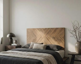 Herringbone Wood Headboard. 60cm Height. Handmade in Spain. MOSAIC