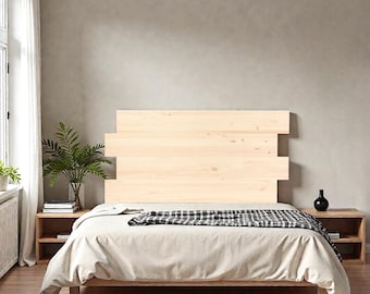 Handmade Solid Wood Headboard. 60cm Height. "N A T U R A L" Finish, Sustainable Bedroom Decor. HIGASHI