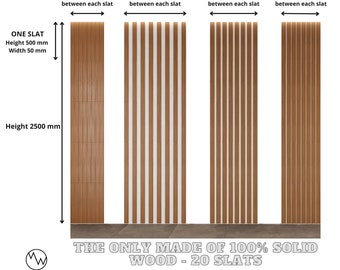 Panneau mural en bois, Lambris en bois véritable, Revêtement mural en bois, Lanières de bois, Décoration murale design - Modèle Mokusei - 1/2 m2 de bois massif