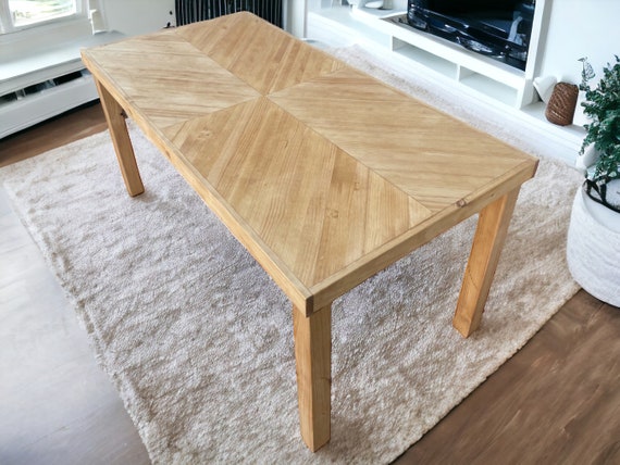 Handmade Herringbone Dining Table: Solid Wood Table. HAKKODA