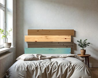 Handmade Solid Wood Headboard. 80cm Height. "C O L O R S" Finish. HIGASHI