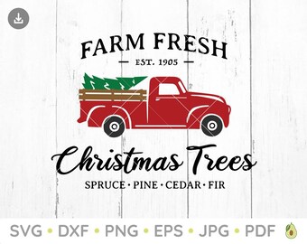 Christmas Tree Truck SVG, Holiday SVG, Farm Fresh SVG, Christmas Farm svg, vinyl decal, silhouette cameo, cricut, iron on, transfer on, mug