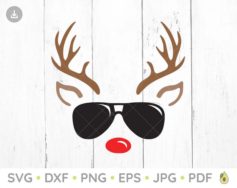 Reindeer Sunglasses Svg, Christmas Svg, Reindeer Face Svg, Antlers Svg ...