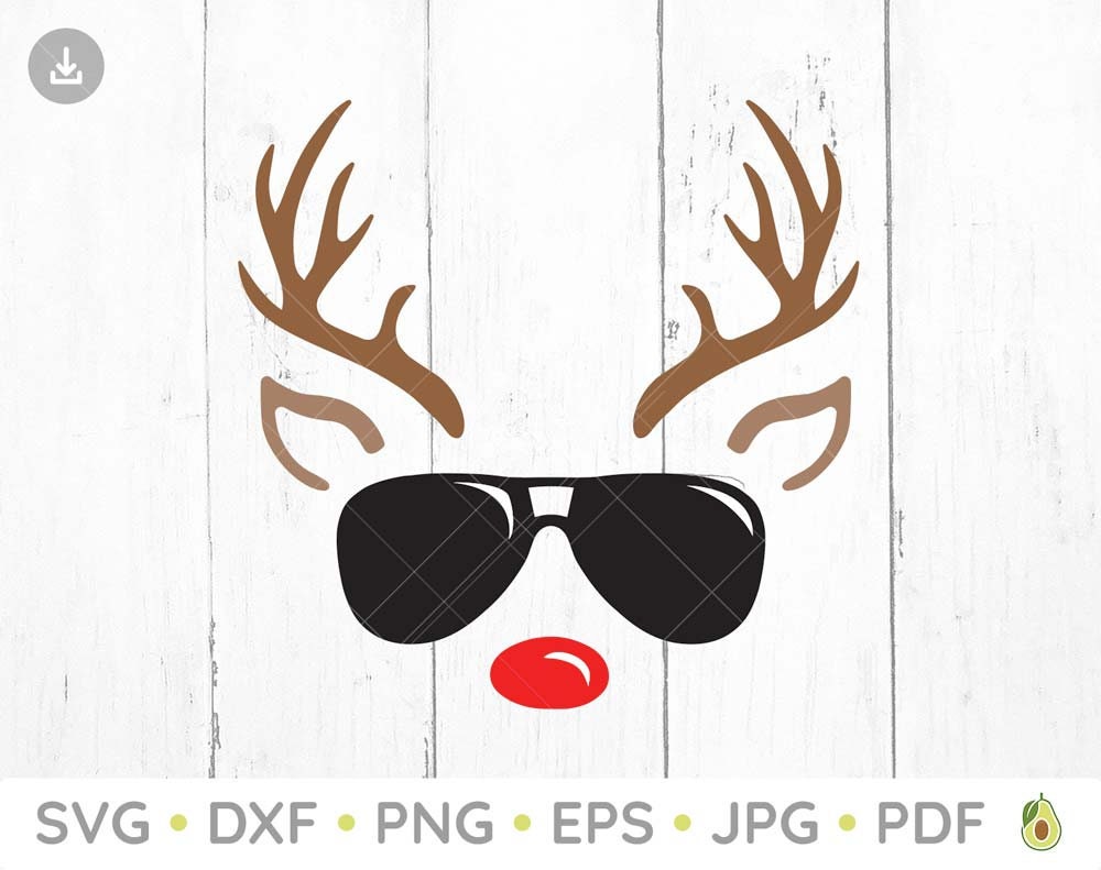 Reindeer Sunglasses Svg, Christmas Svg, Reindeer Face Svg, Antlers Svg ...