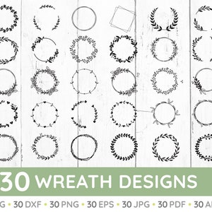 Wreath svg bundle, floral wreath svg, heart laurel wreath svg, wedding wreath svg, circle svg bundle, wreath monogram svg circle frame png