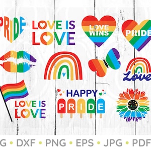 Pride Bundle svg png, Gay Pride PNG, Gay Pride svg, Regenbogen svg, Gay svg, Gay Png, LGBTQ svg, LGBTQ Png, Liebe ist Liebe, Dateien für Cricut