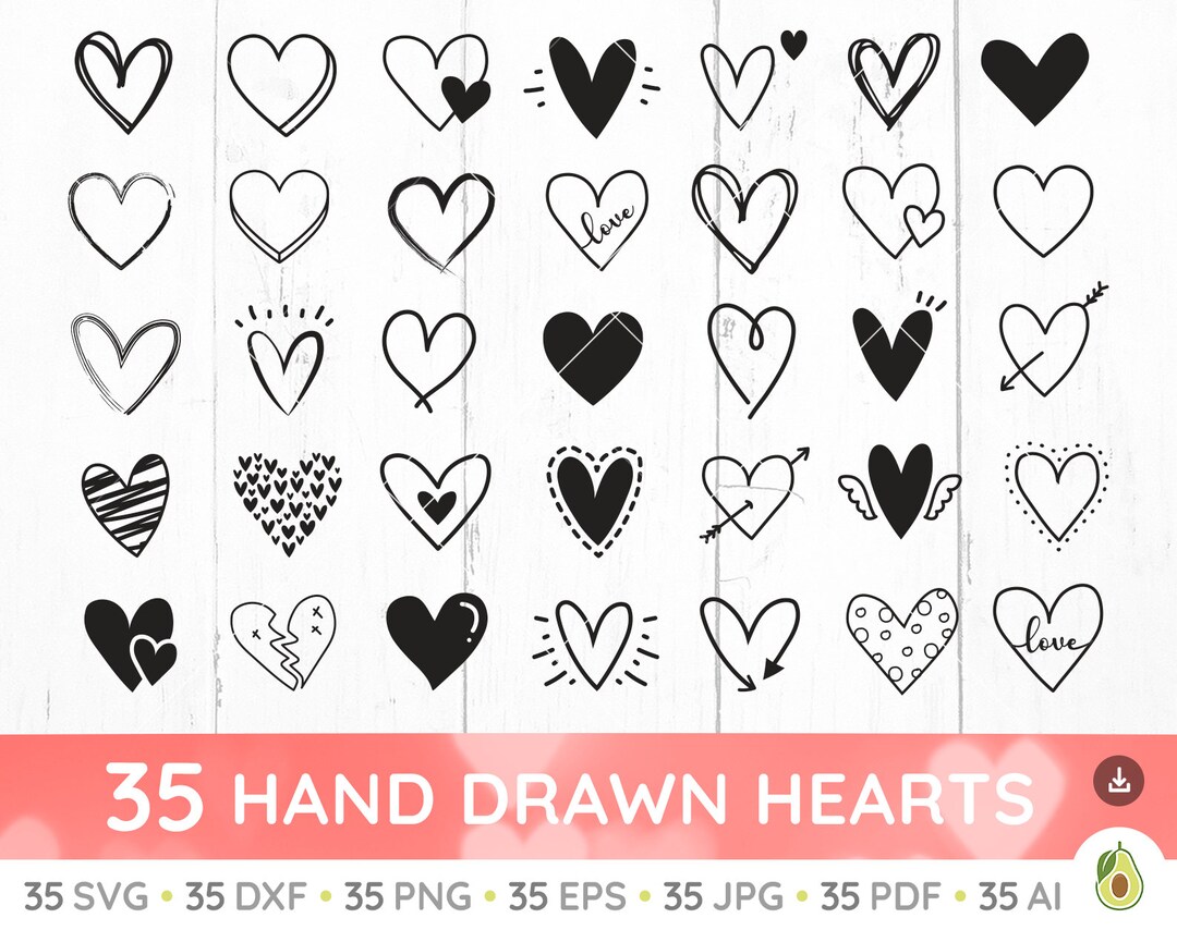 Heart Svg Bundle, Valentines Day Svg, Hearts Svg Png, Heart Clipart ...