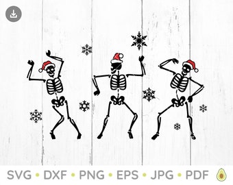 Christmas Dancing Skeleton SVG, PDF, PNG, Funny Christmas Svg, Santa Skeleton Svg, Christmas Shirt Svg, Christmas Svg, Christmas Jumper Svg