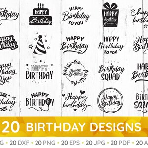 Paquete SVG de feliz cumpleaños, fiesta de cumpleaños svg, cumpleaños svg, mano con letras, pastel de cumpleaños svg, fiesta de cumpleaños svg, png, imágenes prediseñadas de cumpleaños