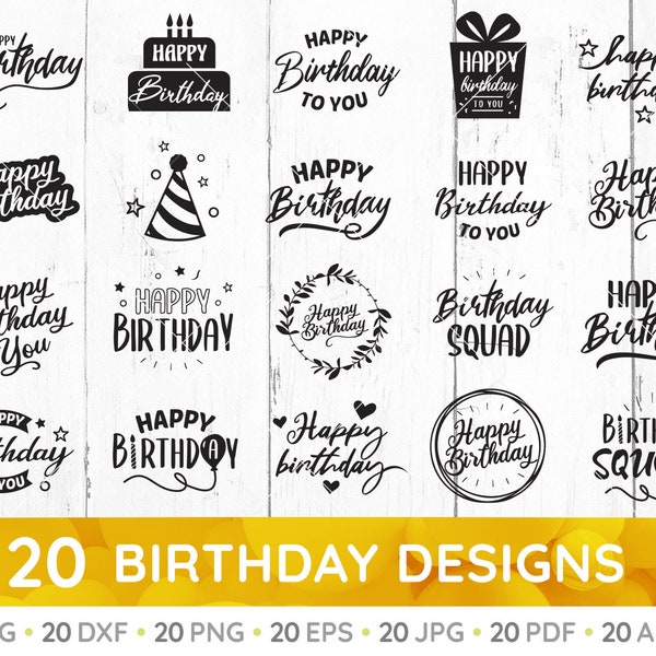 Happy Birthday SVG Bundle, Birthday Party svg, Birthday svg, hand lettered, birthday cake svg, birthday party svg, png, birthday clipart