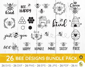 Bundle svg abeille, abeille citation svg, abeille heureux svg, abeille sentiers svg, dictons abeille svg, abeille genre svg, couronne d'abeille, abeille clipart, dxf, pdf, ai, png