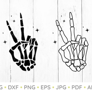 Skeleton Hand svg, Skeleton Peace Sign Svg, Skeleton Svg, Halloween Svg, dxf files, cricut