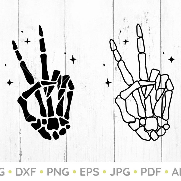 Skeleton Hand svg, Skeleton Peace Sign Svg, Skeleton Svg, Halloween Svg, dxf files, cricut