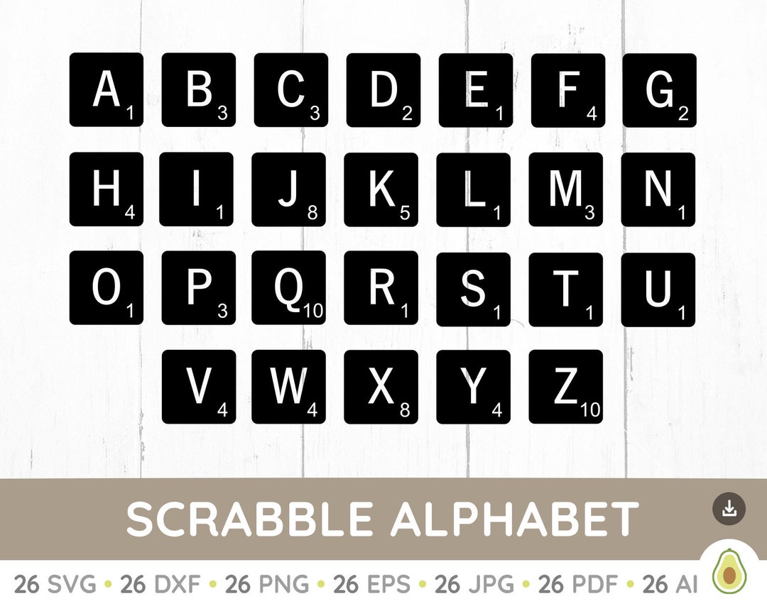 Scrabble Alphabet Digital Letters Basic Font Cut Files Etsy