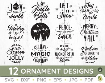 Christmas Ornament SVG Bundle, Christmas svg, Believe svg, Christmas Scene svg, Round Ornament svg, Holiday svg, Christmas Cut File