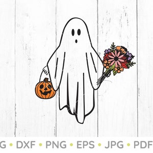 Floral Ghost SVG, Ghosts SVG, Ghost SVG, Halloween svg, Halloween Clipart, Ghost Clipart, Cut files, Svg, Png, Dxf, Cricut
