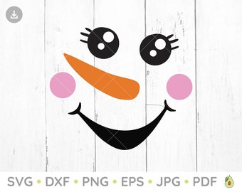 Muñeco de nieve Face Svg, Muñeco de nieve Cara Png, Navidad SVG, Cricut, Muñeco de nieve Cut File, Silueta, Cricut svg, Silueta svg, Lindo muñeco de nieve