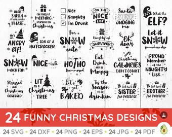 Funny Christmas SVG Bundle, Holiday Svg, Merry Christmas svg, Christmas Ornaments Svg, Santa svg, Christmas sign svg, Winter svg, PNG, PDF