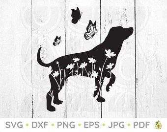 Blommig hund SVG, Cricut, hundvektor, hund, hund SVG-filer, hund med blomma, vildblommande hund Clipart