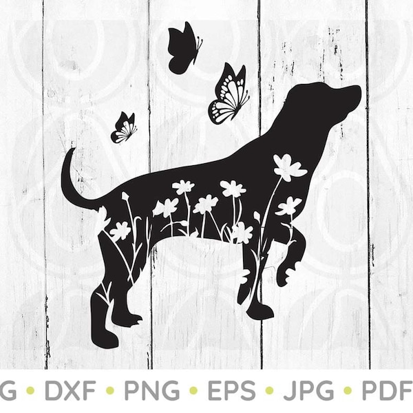 Floral Dog SVG, Cricut, Dog Vector, Dog, Dog SVG Files, Dog With Flower, Wildflower Dog Clipart