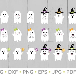Cute Ghost SVG, Halloween SVG, Cute Ghost Clipart, Cute Ghost cut files, Ghost Svg, Pack, Bundle, Svg, Png, Dxf files, cricut