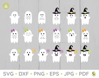Cute Ghost SVG, Halloween SVG, Cute Ghost Clipart, Cute Ghost cut files, Ghost Svg, Pack, Bundle, Svg, Png, Dxf files, cricut