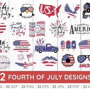 4th of July svg, Fourth of July svg, Bundle, Independence Day svg, American flag svg, Cut Files For Cricut, Silhouette, pdf, png, dxf, eps